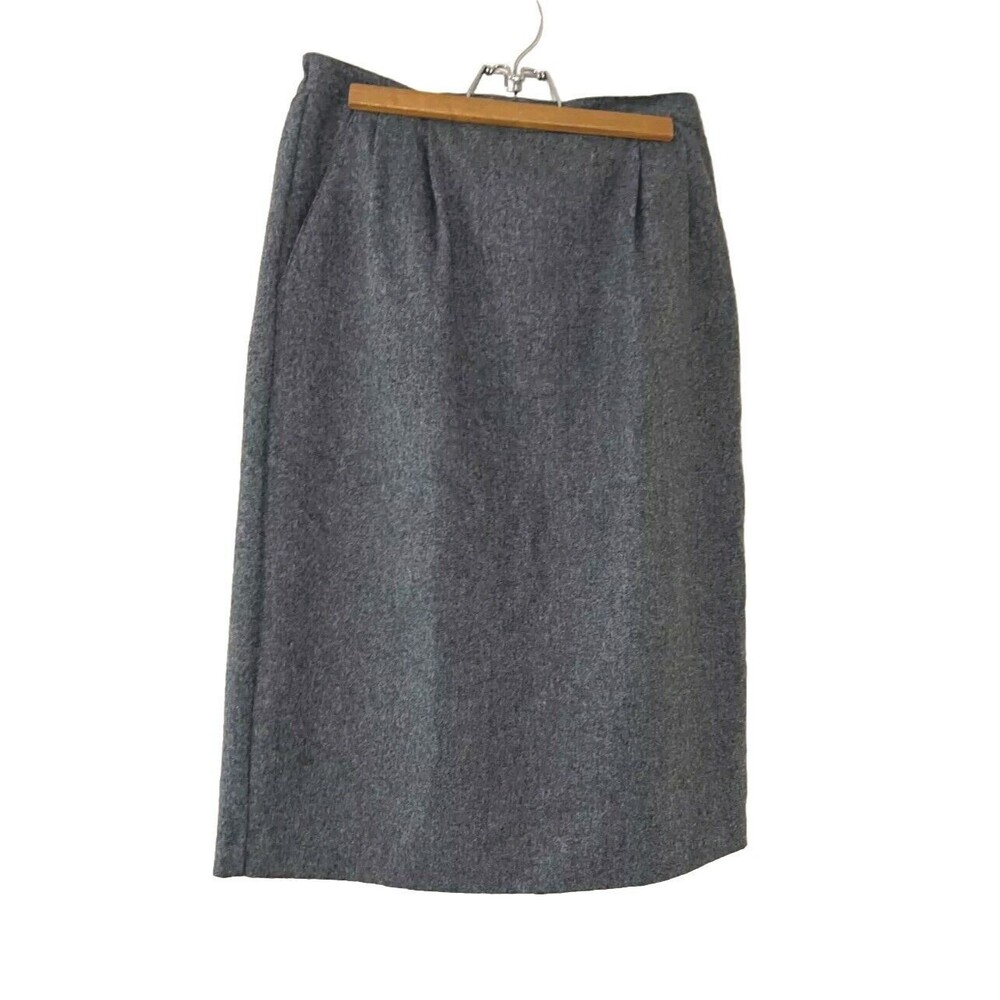 VTG BFA Classics Womens Pencil Skirt Gray 100% Wool Pleated Back Zip Size 10